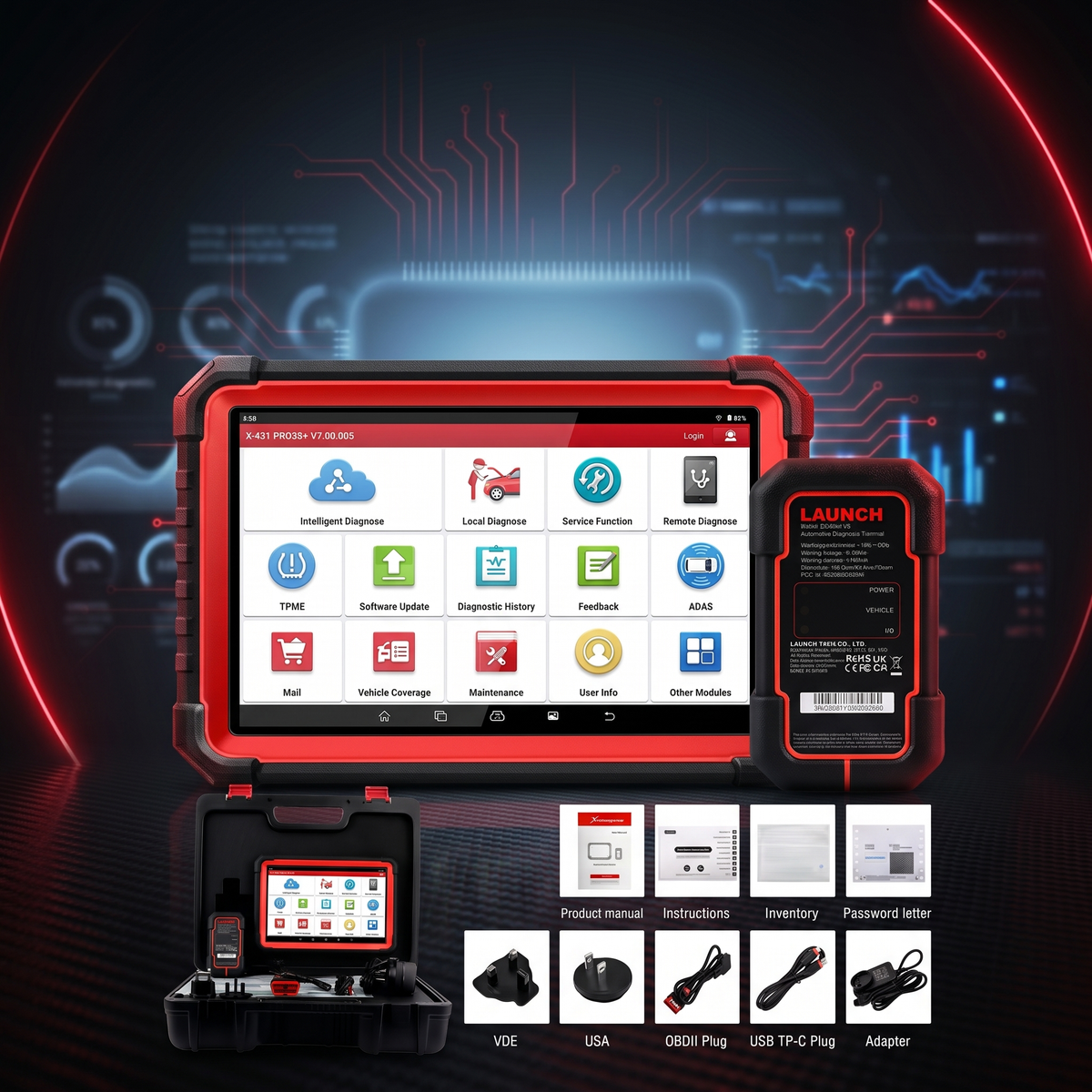 LAUNCH X431 PRO3S+ V5.0 – Професионална Автодиагностика - ECU Кодиране - 55+ Сервизни Функции - CAN FD и DoIP